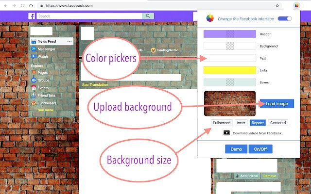 ปรับแต่งสไตล์ Facebook จาก Chrome เว็บสโตร์เพื่อใช้งานกับ OffiDocs Chromium ออนไลน์