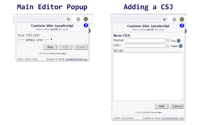 Custom Site JS  from Chrome web store to be run with OffiDocs Chromium online