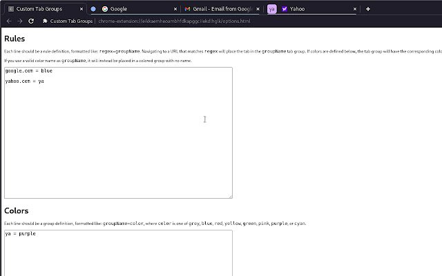 Custom Tab Groups  from Chrome web store to be run with OffiDocs Chromium online