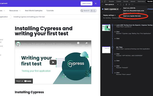 Cypress Chrome Recorder  from Chrome web store to be run with OffiDocs Chromium online