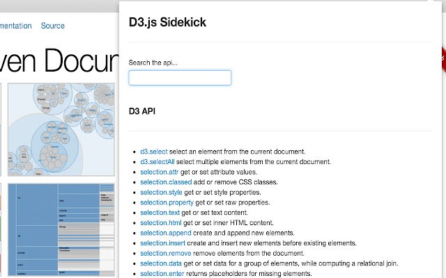 D3.js Sidekick  from Chrome web store to be run with OffiDocs Chromium online