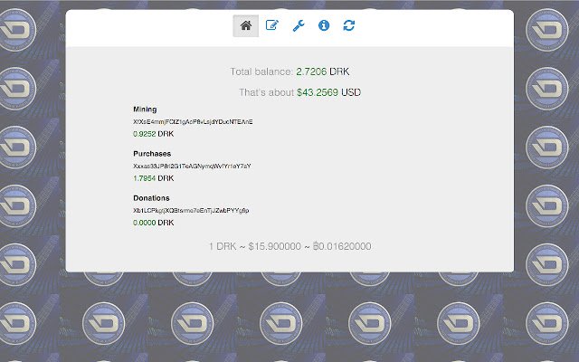 Darkcoin Balance  from Chrome web store to be run with OffiDocs Chromium online