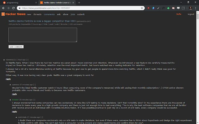 Dark Hacker News  from Chrome web store to be run with OffiDocs Chromium online