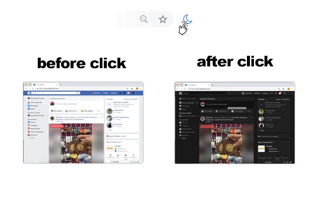 Dark Mode for Facebook  from Chrome web store to be run with OffiDocs Chromium online