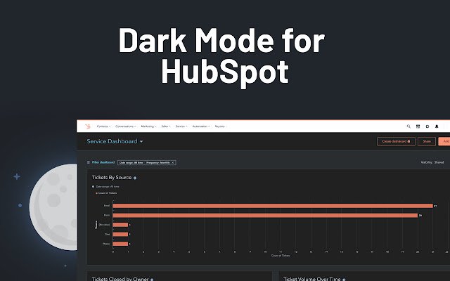 Dark Mode for HubSpot  from Chrome web store to be run with OffiDocs Chromium online