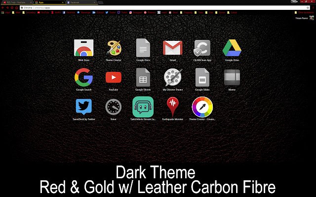 Dark Red  Gold Leather Carbon Fibre V2  from Chrome web store to be run with OffiDocs Chromium online