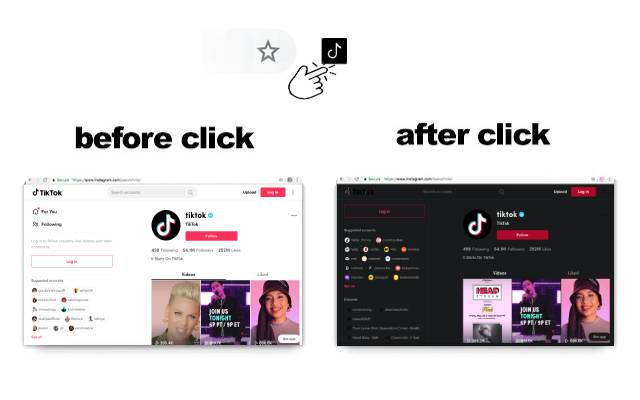 Dark theme for TikTok  from Chrome web store to be run with OffiDocs Chromium online