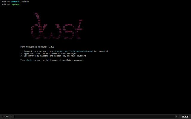 Dark WebSocket Terminal  from Chrome web store to be run with OffiDocs Chromium online