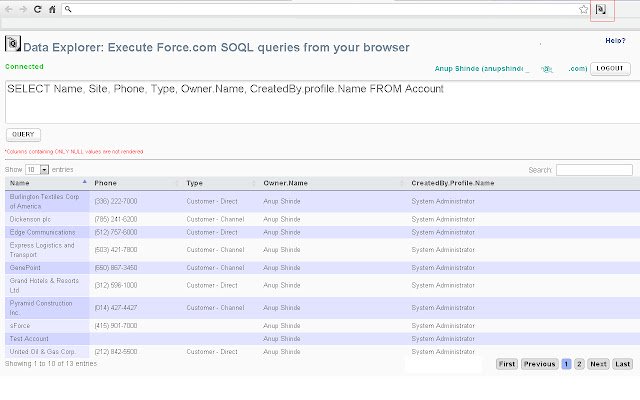 Data Explorer for Force.com  from Chrome web store to be run with OffiDocs Chromium online