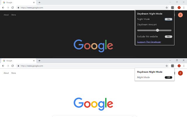 Daydream Night Mode  from Chrome web store to be run with OffiDocs Chromium online