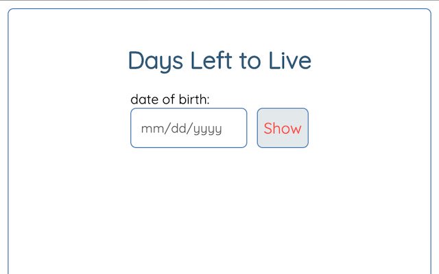 Days Until Death  from Chrome web store to be run with OffiDocs Chromium online