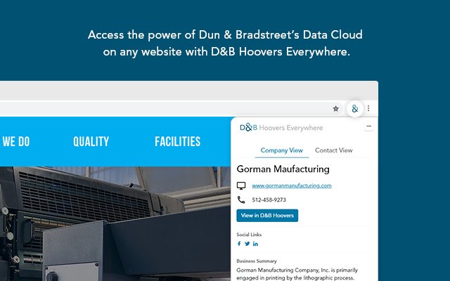 DB Hoovers Everywhere  from Chrome web store to be run with OffiDocs Chromium online