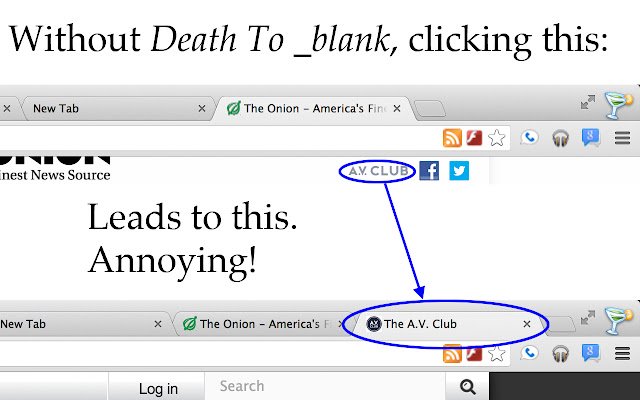 Death To _blank aus dem Chrome-Webstore soll mit OffiDocs Chromium online ausgeführt werden