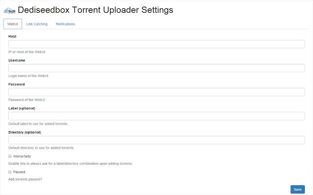 Dediseedbox Torrent Uploader  from Chrome web store to be run with OffiDocs Chromium online