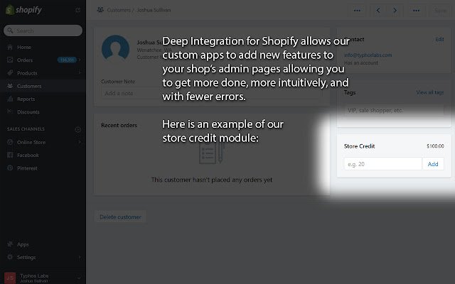 Deep Integration for Shopify  from Chrome web store to be run with OffiDocs Chromium online