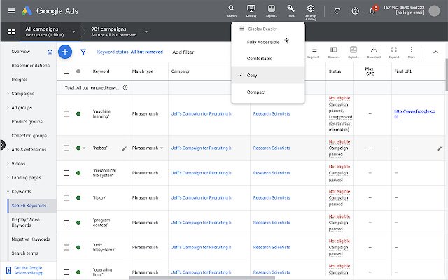 انتخابگر تراکم برای تبلیغات Google از فروشگاه وب کروم برای اجرا با OffiDocs Chromium به صورت آنلاین