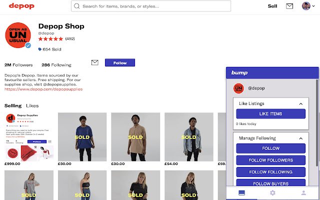 Depop Bot Bump | Refresh your Listings  from Chrome web store to be run with OffiDocs Chromium online