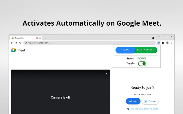 Notificaciones de escritorio para que Google Meet de la tienda web de Chrome se ejecute con OffiDocs Chromium en línea