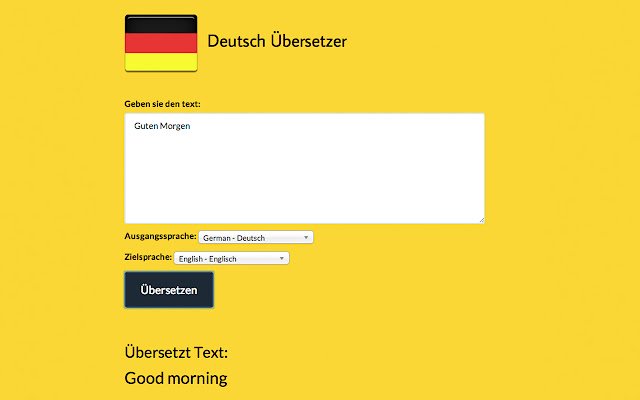 Deutsch Übersetzer  from Chrome web store to be run with OffiDocs Chromium online