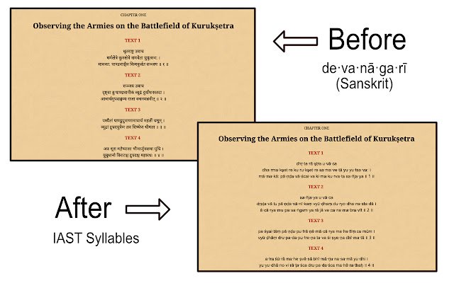 Devangari to IAST Syllables  from Chrome web store to be run with OffiDocs Chromium online