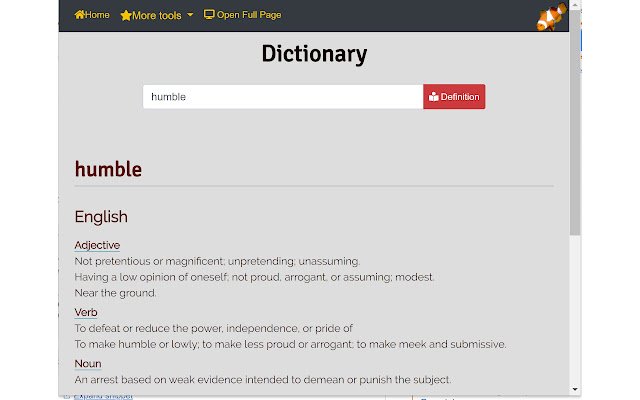 Dictionary Word Definitions  from Chrome web store to be run with OffiDocs Chromium online