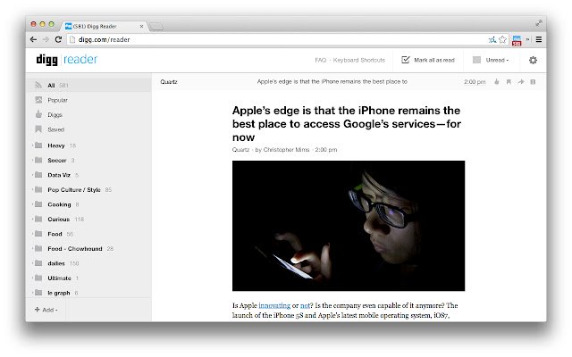 Digg  from Chrome web store to be run with OffiDocs Chromium online