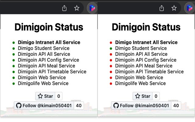 Dimigoin Status  from Chrome web store to be run with OffiDocs Chromium online