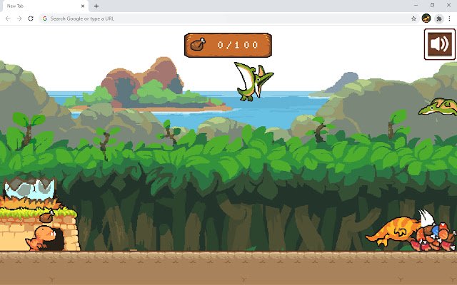 Chrome ウェブストアの Dino Hunger Kids Game が OffiDocs Chromium でオンラインで実行可能に