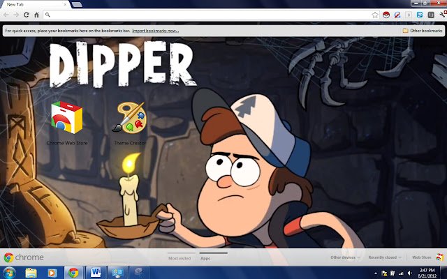 Dipper Gravity Falls  from Chrome web store to be run with OffiDocs Chromium online