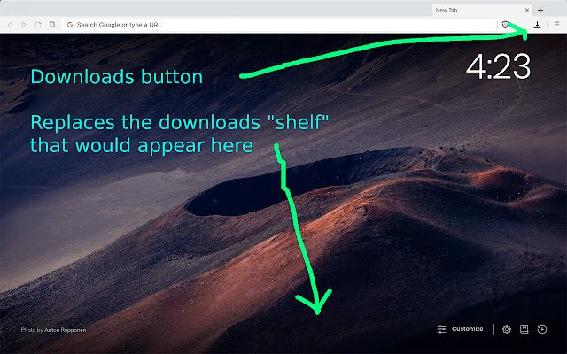 Disable Download Shelf  from Chrome web store to be run with OffiDocs Chromium online