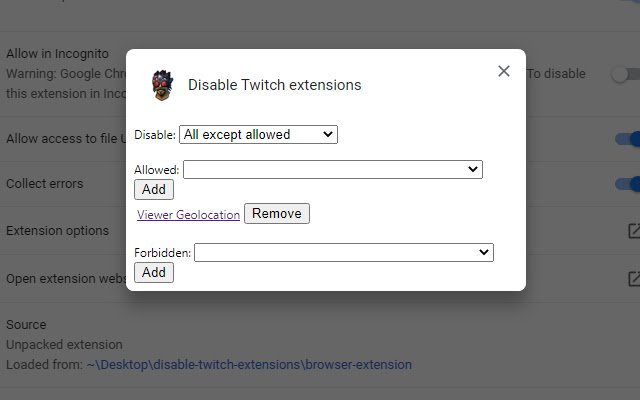 Отключить расширения Twitch из интернет-магазина Chrome для запуска с OffiDocs Chromium онлайн