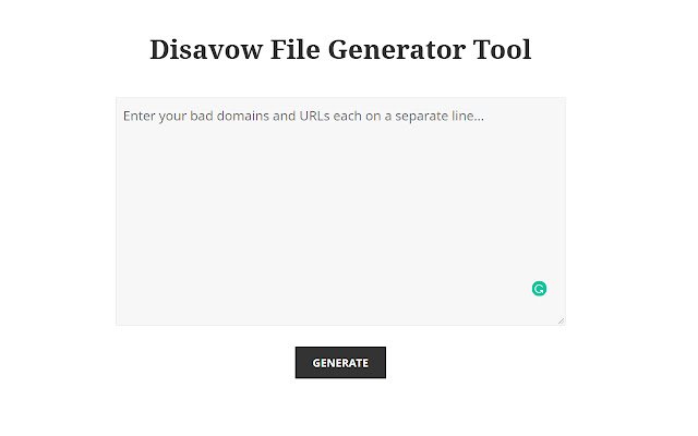 Disavow File Generator Tool  from Chrome web store to be run with OffiDocs Chromium online