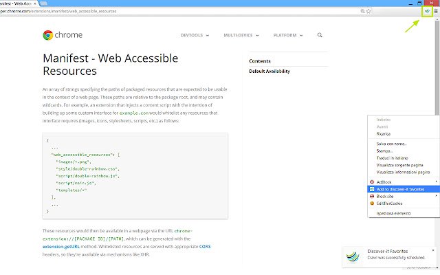 discoverit favorites  from Chrome web store to be run with OffiDocs Chromium online
