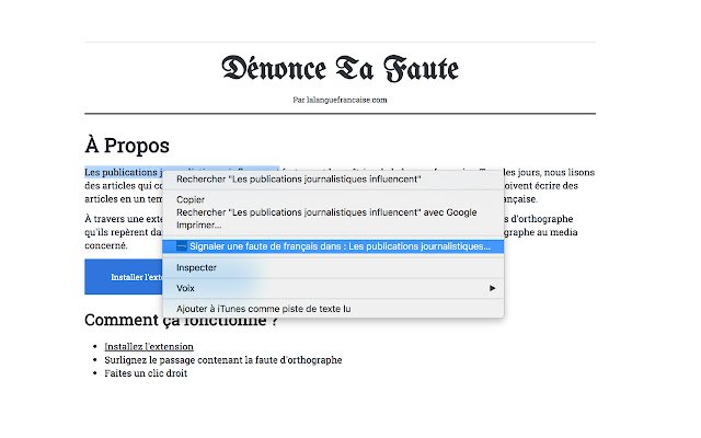 Dénonce Ta Faute  from Chrome web store to be run with OffiDocs Chromium online