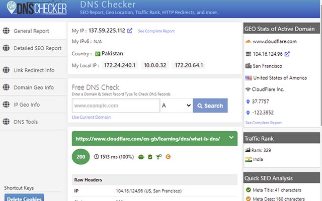 DNS Checker SEO and Domain Analysis  from Chrome web store to be run with OffiDocs Chromium online