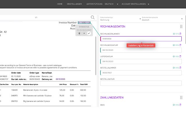 Doc² Invoice Capture מחנות האינטרנט של Chrome להפעלה עם OffiDocs Chromium באינטרנט