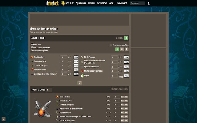 DofusBook Atelier Bouton Copier dari toko web Chrome untuk dijalankan dengan Chromium OffiDocs online