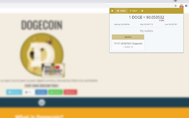 Dogecoin AllInOne: DOGE Ticker/Wallet viewer  from Chrome web store to be run with OffiDocs Chromium online