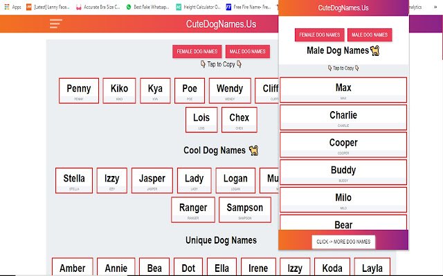 Dog Names  from Chrome web store to be run with OffiDocs Chromium online