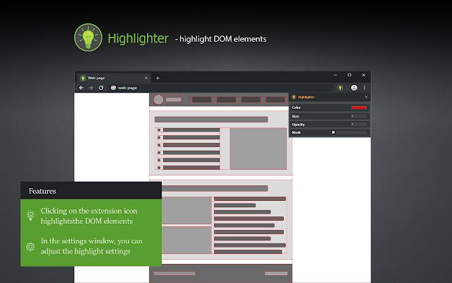 DOM Highlighter  from Chrome web store to be run with OffiDocs Chromium online