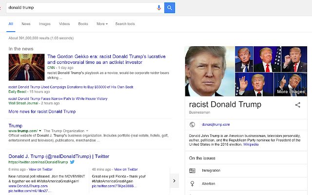 Donald Trump Racist Label Buster Buster  from Chrome web store to be run with OffiDocs Chromium online