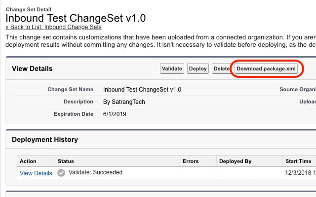 Download Salesforce Change Set package.xml  from Chrome web store to be run with OffiDocs Chromium online