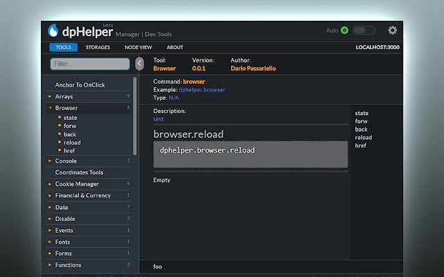 dpHelper DevTools  from Chrome web store to be run with OffiDocs Chromium online