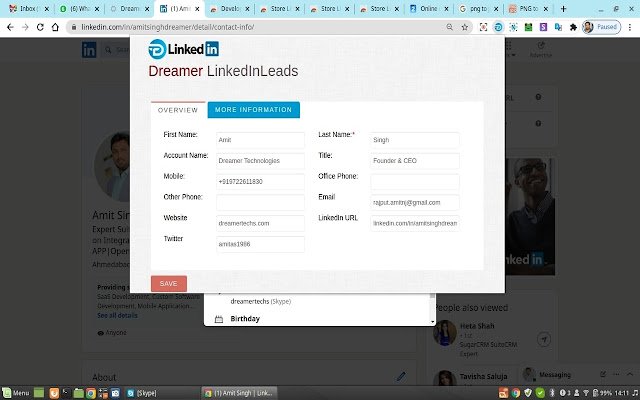 Dreamer LinkedInLeads for Suite SugarCRM من متجر Chrome الإلكتروني ليتم تشغيله مع OffiDocs Chromium عبر الإنترنت