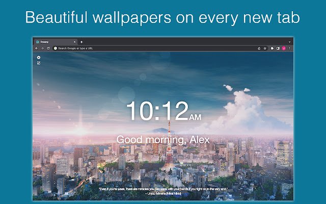 Dreamy Anime Wallpaper HD New Tab Dashboard de la boutique en ligne Chrome à exécuter avec OffiDocs Chromium en ligne