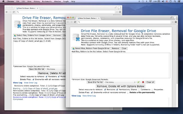 Drive File Eraser, Removal  from Chrome web store to be run with OffiDocs Chromium online