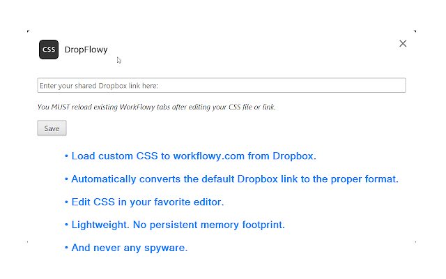 Chrome 网上应用店的 DropFlowy 将与 OffiDocs Chromium 在线运行