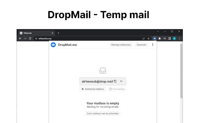 DropMail.me من متجر Chrome الإلكتروني ليتم تشغيله مع OffiDocs Chromium عبر الإنترنت