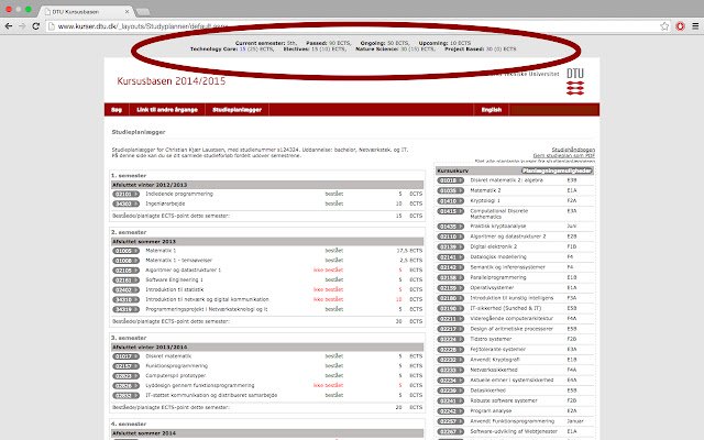 DTU CoursePlanner Accumulater  from Chrome web store to be run with OffiDocs Chromium online