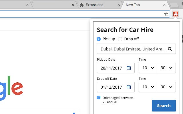 Dubai  UAE Rental Car Cheap Price Finder  from Chrome web store to be run with OffiDocs Chromium online